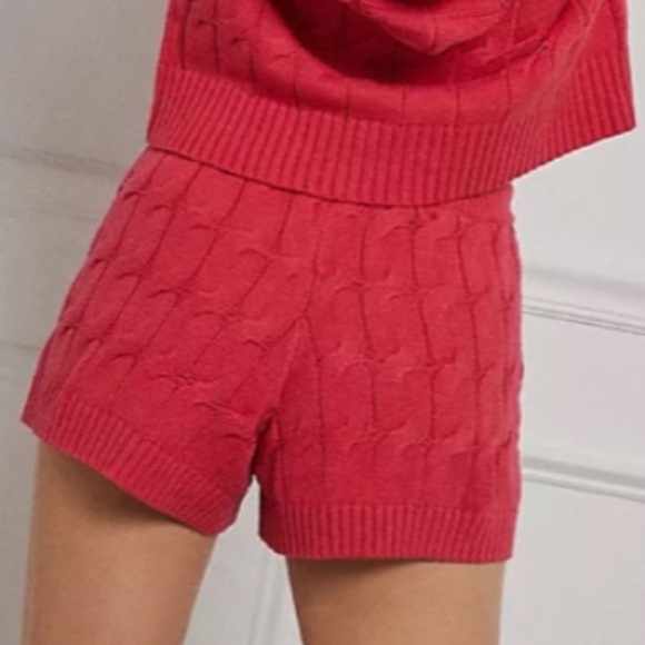 ANTHROPOLOGIE Saturday Sunday Ellyn Knit Red Sweater Shorts size large - Picture 1 of 7